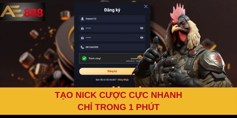 Tạo nick cược cực nhanh chỉ trong 1 phút. Tạo nick cược cực nhanh chỉ trong 1 phút.